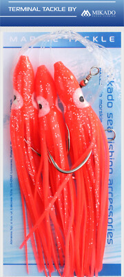 MIKADO Norwegensystem - OCTOPUS RIG - 3 HAKEN 7/0 - 3 Oktopusse 10cm japanrot