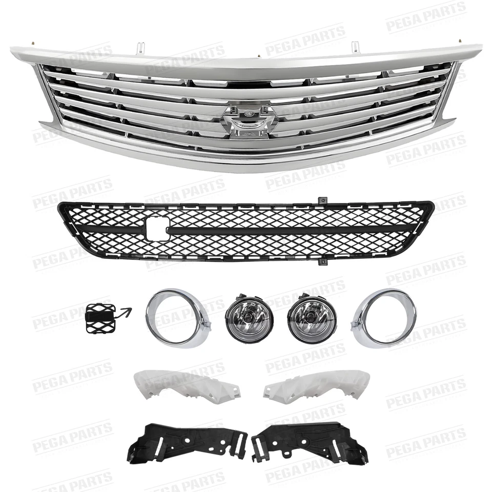Front Bumper Upper Lower Grille Fog Lights For 2010-2013 Infiniti G37 11-12 G25 Foto 2 de 4