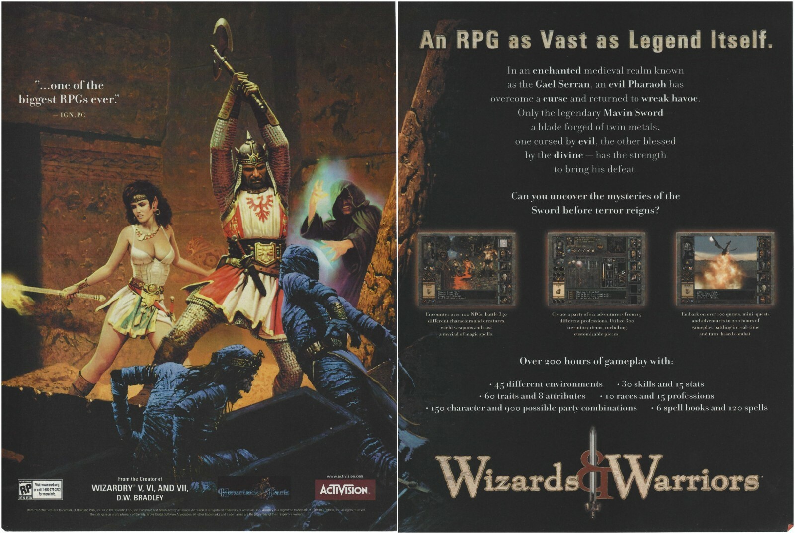 Wizards & Warriors Print Ad/Poster Art PC Big Box