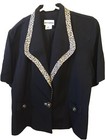 Black Jacket W/Leopard Like Trim & Matching SolId Black Skirt. Perceptions Sz 14 — photo 1