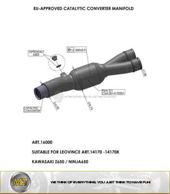 # FOR KAWASAKI Z 650 2017 2018 CATALYTIC HEADER PIPE LEOVINCE E-APPROVED