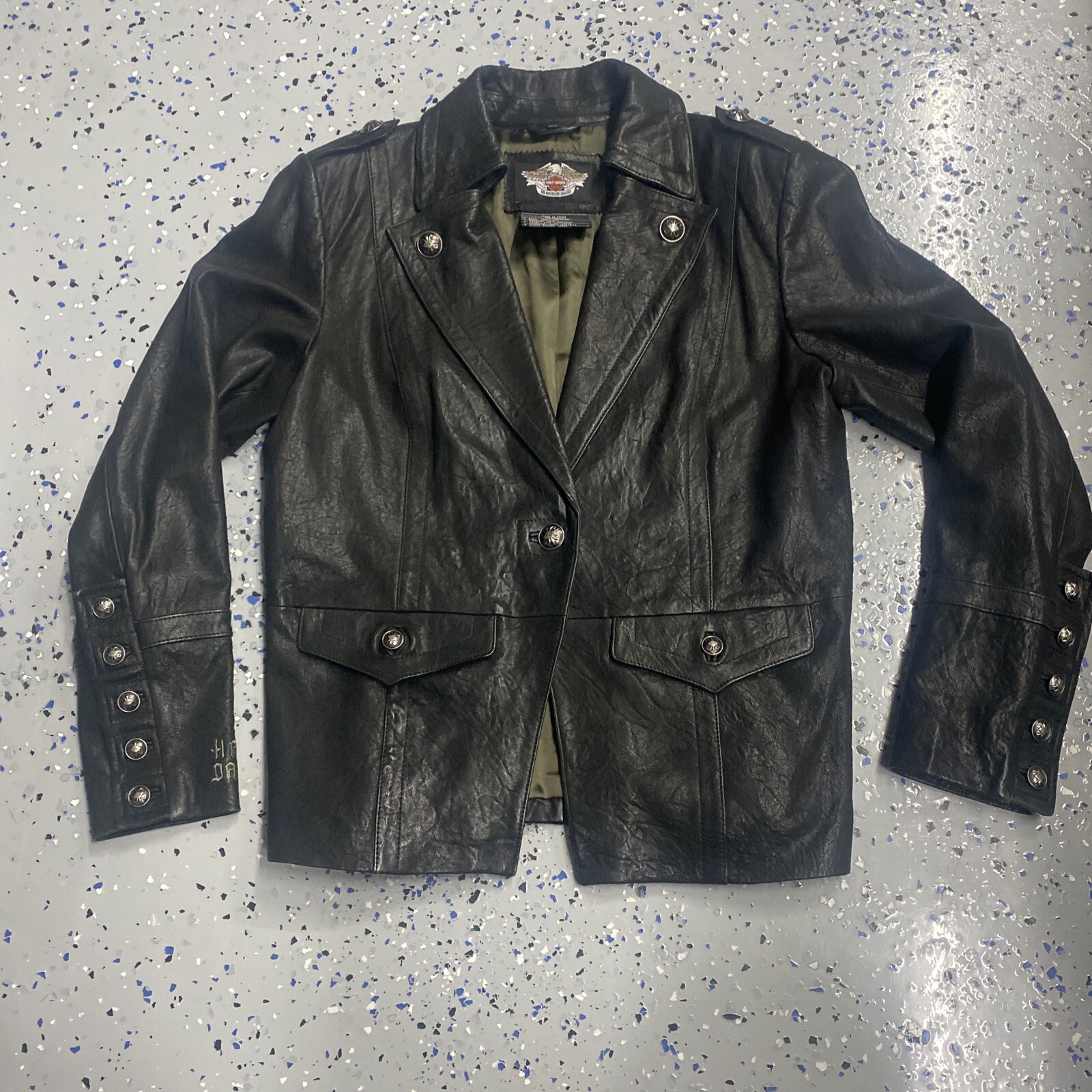 Blouson Harley-Davidson Vintage En Cuir Pour Femmes - Taille L - Style Motard Des Années 90