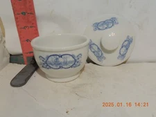 O.P. Co , Syracuse restaurant ware Sugar Bowl (W/ Top) Delft Pattern - 1930
