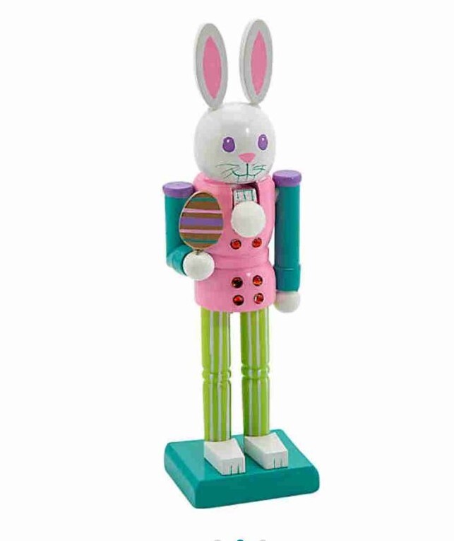 NEW BUNNY RABBIT NUTCRACKER WOOD EASTER BUNNY DECOR 10" HIGH eBay