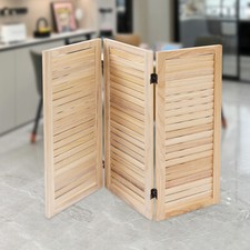 3-Panel Room Divider Screen Freestanding Indoor Folding Wood Room Partition