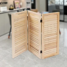 3 Panel Room Divider Screen Freestanding Indoor Folding Wood Room Partition