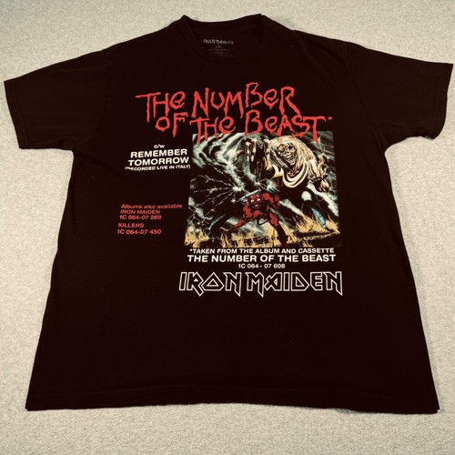 Iron Maiden Shirt Erwachsene Groß Schwarz Englisch Heavy Metal Band Nummer des Biests