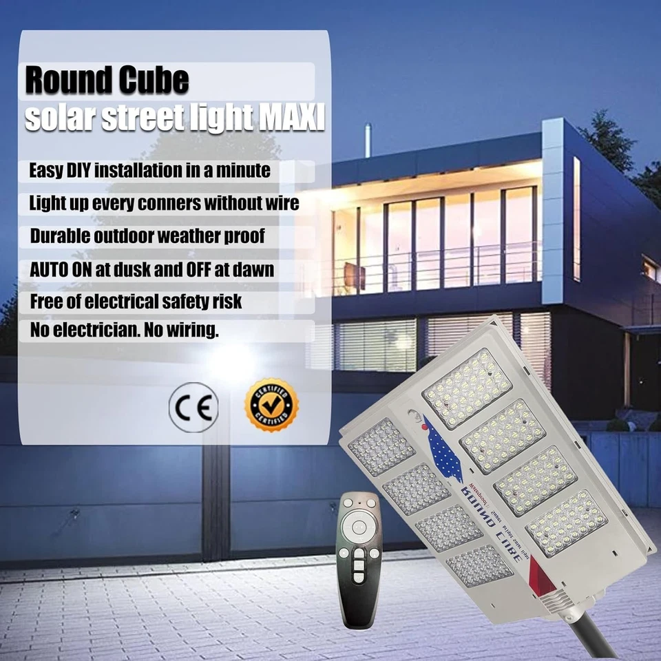 Round Cube Solar Street Light with Pole PRO Super Bright 6500K Maxi Solar Street - Image 4 of 4