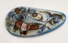 Ken Edwards Tonala Mexico Ceramic Fish Medallion Trinket Art Pottery Signed Rare