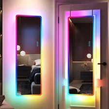 LVSOMT LED RGB Full Length Mirror with Lights, Lighted Wall Mirror, Over the Doo