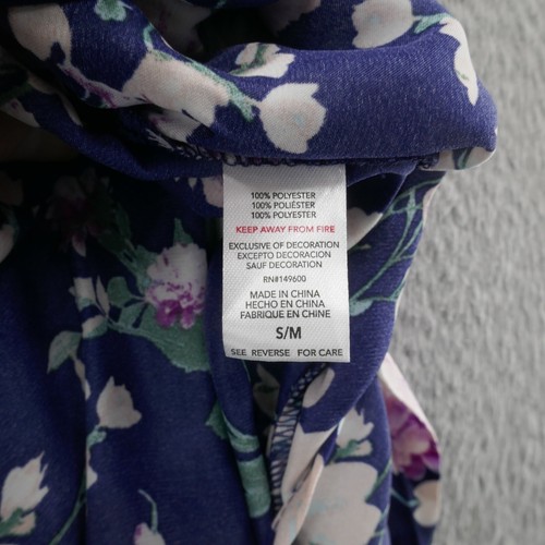 NWT Flora Nikrooz Floral Print Satin Robe S/M Blue Pink Womens Kimono Sleeve - Picture 11 of 13