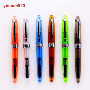 992 Transparent Coffee Brown Fine Fountain Pen with Chrome Trim Jinhao No