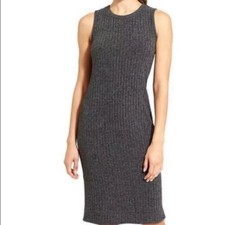Athleta Rendezvous Sleeveless Crewneck Ribbed Knit Sweater  Dress, Gray, Small