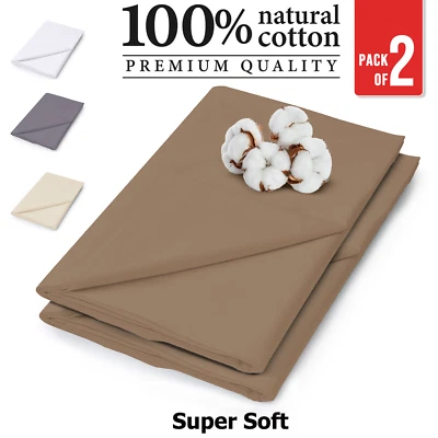 MOONLIGHT BEDDING 2 PACK Luxury Flat Sheet Egyptian Cotton Hotel Quality 400TC Premium Bed Sheets