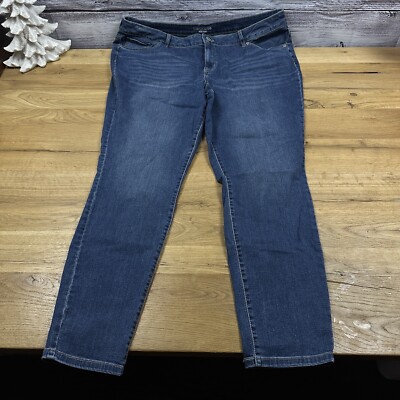 MAURICES Medium Wash Blue Jeans Plus Size 24W X Long Slim Fit Mid Rise  48x33 EUC