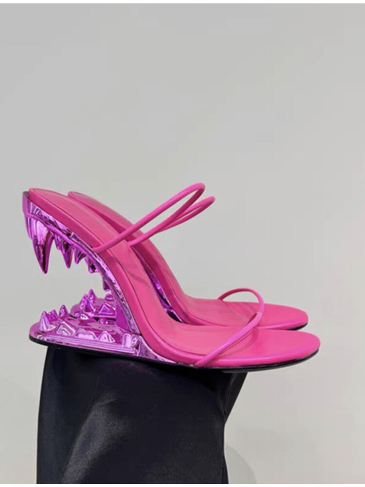 PANTOFOLA D’ORO Sandali estivi con denti in metallo scarpe tacco alto moda donna misura 44 sandali