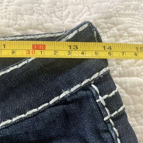 Miss Chic Sz 3 Dark Wash Bootcut Low Rise Rhinestone Stretch Jeans Thick Stitch - Picture 8 of 14