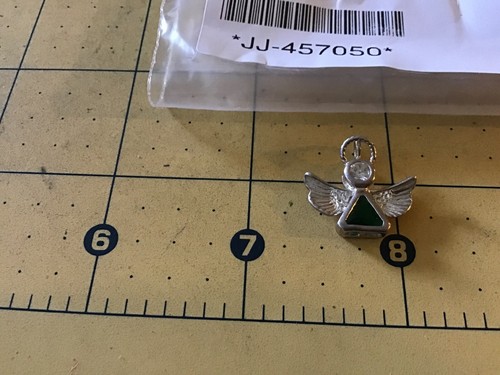Sterling  Birthstone Green Angel - Charm Pendant