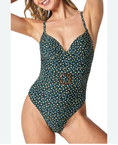 NEW Cupshe Leopard Print One Piece Swimsuit w/ Belt Slimming Plus Size 0X 16-18