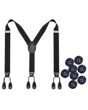 	Mens Adjustable Button End Suspenders - Y-Back Elastic Tuxedo Suspenders	