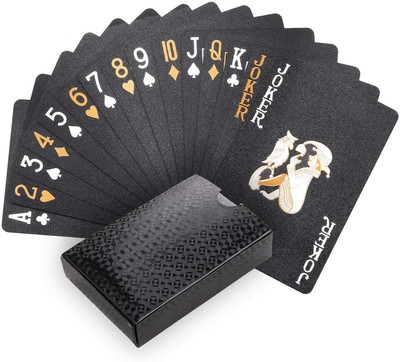 Schwarzer Spielkarten 100% Wasserdichtes Pokerkarten Plastik Profi Kartendeck...