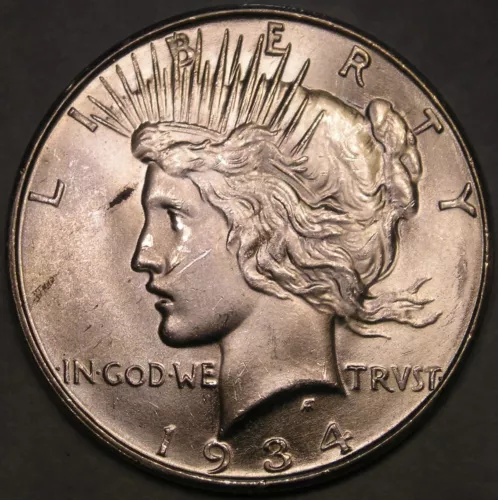1934 MICRO D PEACE SILVER DOLLAR SCARCE VAM #5b DOUBLE DIE NGC/NCS UNC MS DETAIL