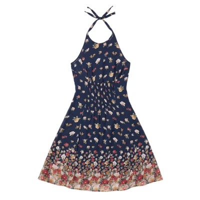 Robe midi Goi — mousseline de soie — bleu marine — taille M (Royaume-Uni... - Photo 1/4
