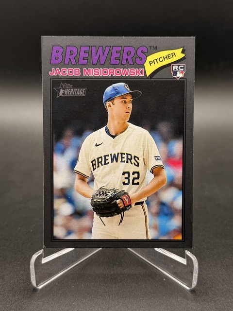 2026 Topps Heritage Jacob Misiorowski #144 RC Rookie Dark Gray Insert M Brewers