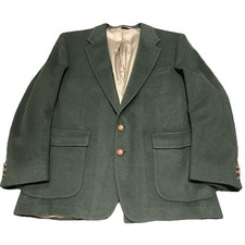 Vintage Craig Scott 100% Camel Hair Sport Coat Blazer Mens 46R Green USA Made