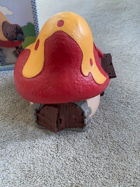 Vintage 1976 Schleich Peyo Smurfs Mushroom House W/Original Box - Missing Parts