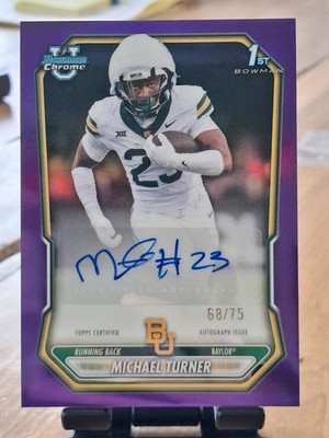2026 Topps Bowman Chrome FDI Football Michael Turner Base Chrome NIL Auto 68/75