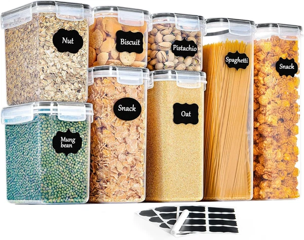 Vorratsdosen 8 Set, Aufbewahrungsbox KüChe Luftdicht BehäLter Aus Plastik Mit De-image