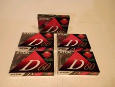 Lot of 5 TDK High Output D 60 New/Sealed BLANK Audio Cassette Tapes IECI/Type I