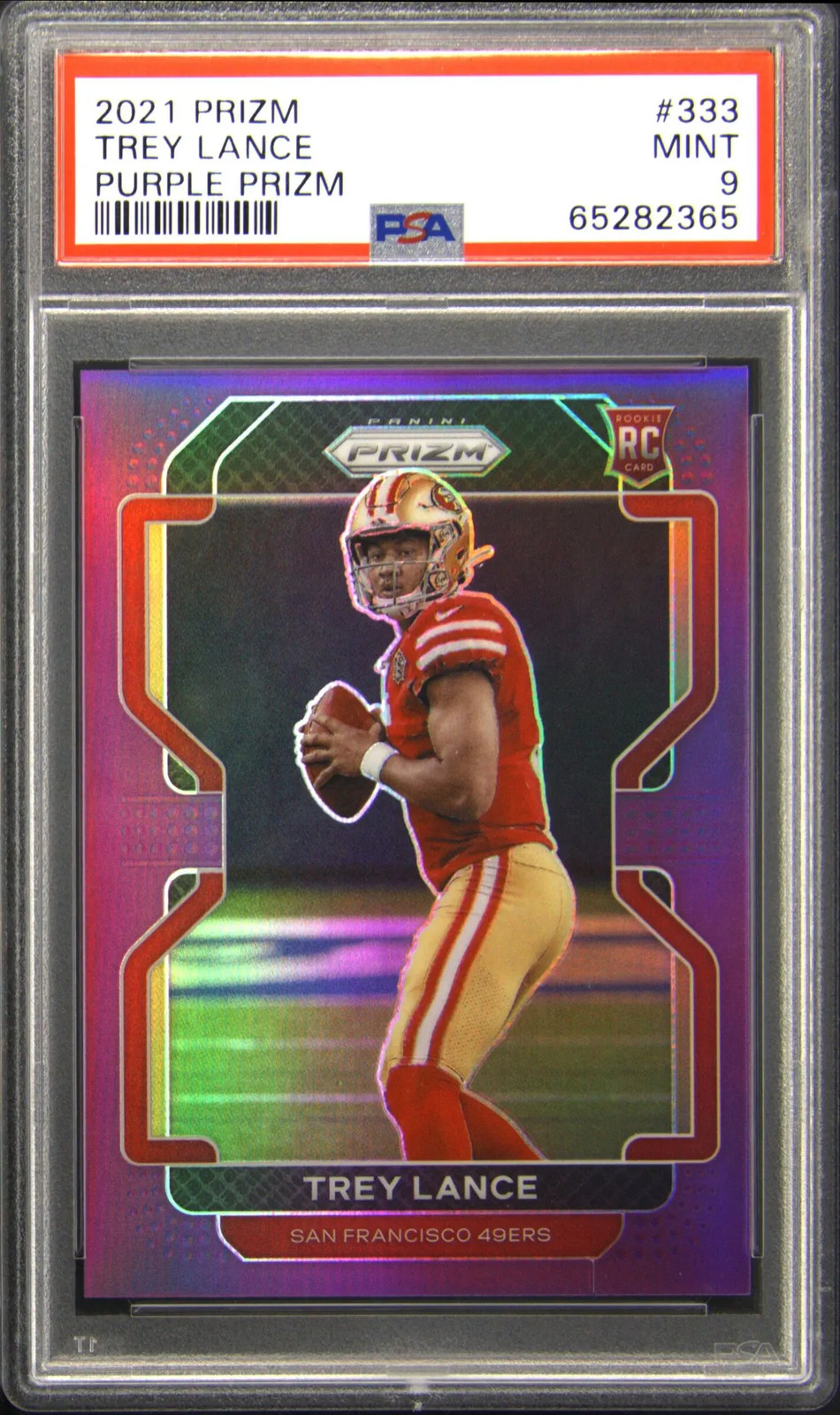 2021 Panini Prizm #333 Trey Lance Purple Prizm Rookie RC 036/125 PSA 9
