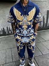 Men's Outfit 2 Piece Set Shirt Pants Suit PLUS SIZE BIG 2XL