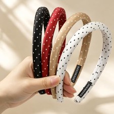 4 PCS PolkaDot Headbands for Women Non Slip, Thin Satin Polka Dot Headband