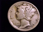 1931-D  Mercury Dime, Very Good  Grade