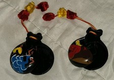 VTG Traditional Spanish Castanets Flamenco Dance Music Hand Clappers Painted