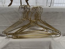 Vintage Heavy-Duty Thick Aluminum Clothes Hangers Twisted Neck Set of 10 Gold