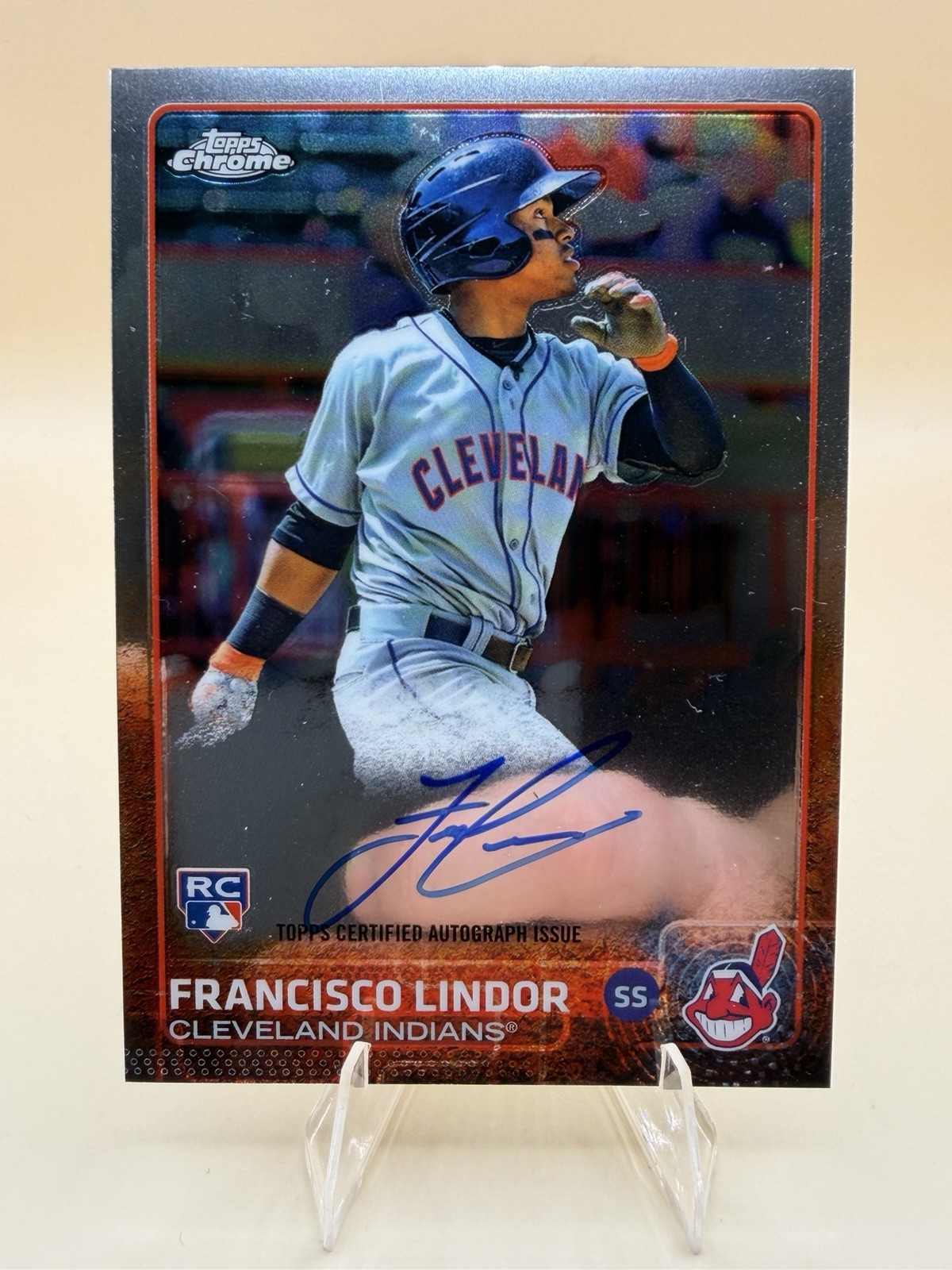 2015 Topps Chrome - Rookie Autographs Francisco Lindor #AR-FL RC Rookie Auto SP