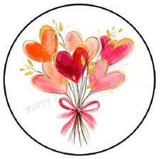 HAND DRAWN BOUQUET OF HEART FLOWERS ENVELOPE SEALS LABELS STICKERS PARTY FAVORS