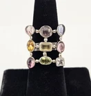 Vintage Sterling Silver Multi Gemstone Cluster Ring Size 6 Cabochon 925 - 7.7g