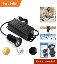 Stylish Matte Black Garbage Disposal Air Switch Kit with Dual Outlets - Listed