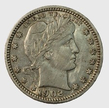 1902 25C Barber Quarter- Choice AU - SMH 1445