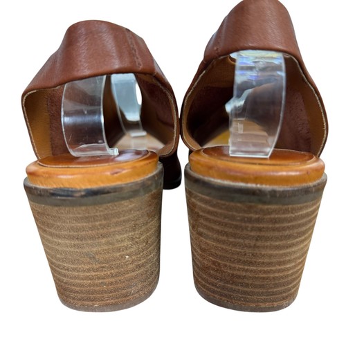Lucky Brand Rhazy Brown Leather Block Chunky Heel Slingback Sandals Shoes 8.5 - Picture 11 of 16