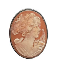 Art Nouveau 800 Silver Cameo Brooch 1900s (missing pin)