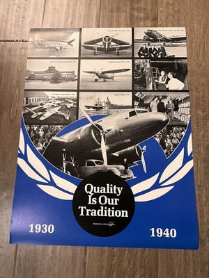 Vintage McDonnell Douglas Quality Is Our Tradition Poster Douglas Aircraft NOS