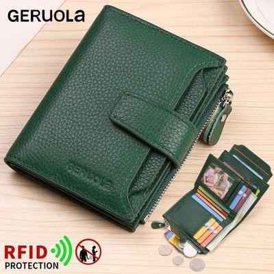 RFID anti-theft brush new three fold multi fold genuine leather cowhide wallet m