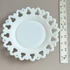 VINTAGE Anchor Hocking Old Colony Scalloped Lace Edge Milk Glass 8” Plate