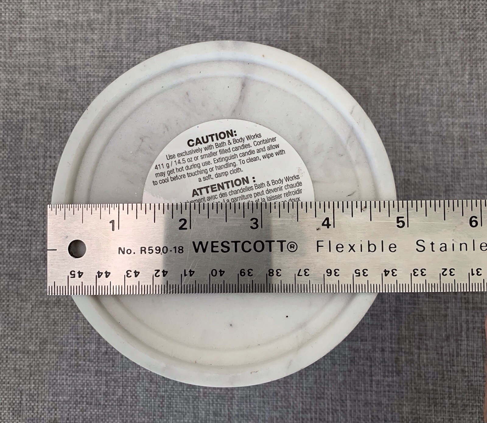 Set Of 2 Bath & Body Works White Marble Pedestal Candle Holder Stand Home Decor